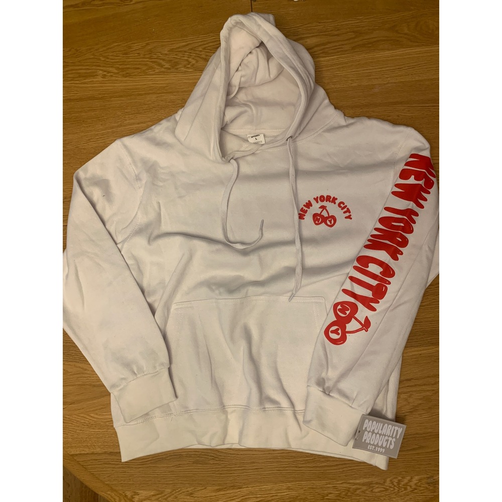 New York City White Red Graphic Hoodie L